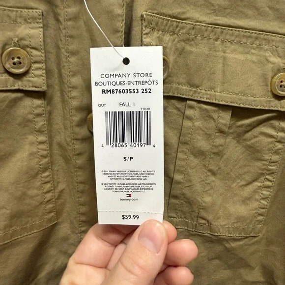 Tommy Hilfiger Tan Button Down Shirt Dress Long Sleeve Utility PS NWT - Picture 4 of 8